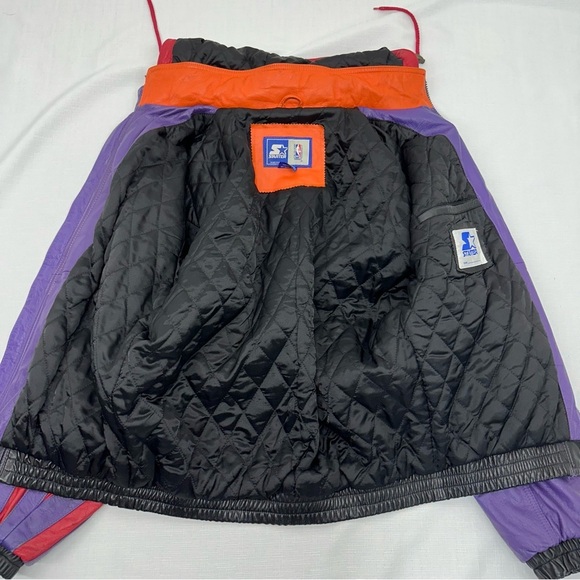 Vintage Starter Men’s size Medium Phoenix Suns Leather Hooded Jacket - Picture 8 of 17